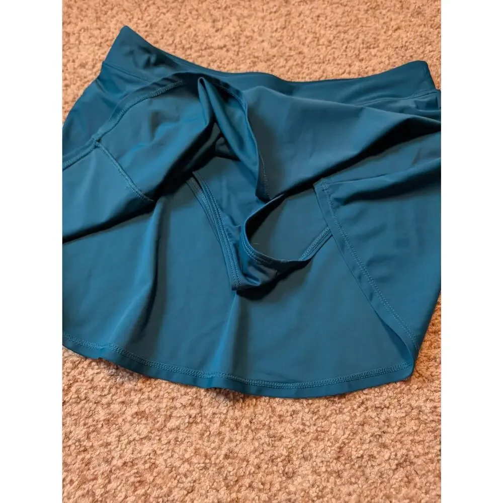 HILOR women's swim bikini bottoms/athletic workout skort, size 14, Teal